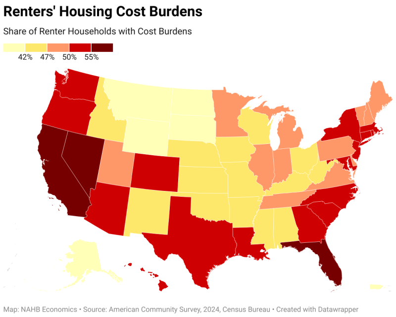 Renters' Housing Cost Burdens (Choropleth map)